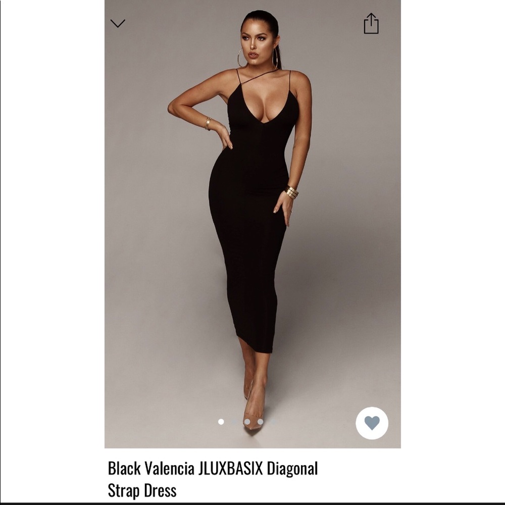 Black Valencia JLuxBasic Diagonal Strap Dress